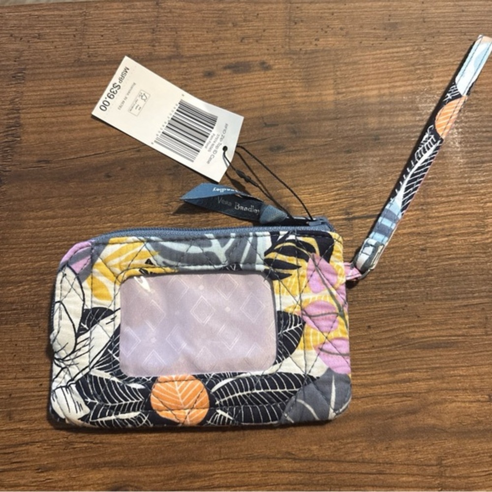 Vera Bradley Floral Wristlet RIFD Palm floral zip around wristlet wallet ID case